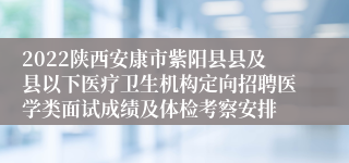 2022陕西安康市紫阳县县及县以下医疗卫生机构定向招聘医学类面试成绩及体检考察安排