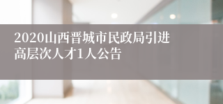 2020山西晋城市民政局引进高层次人才1人公告