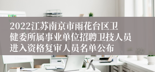 2022江苏南京市雨花台区卫健委所属事业单位招聘卫技人员进入资格复审人员名单公布