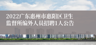 2022广东惠州市惠阳区卫生监督所编外人员招聘1人公告