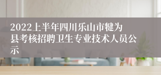 2022上半年四川乐山市犍为县考核招聘卫生专业技术人员公示