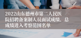 2022山东德州市第二人民医院招聘备案制人员面试成绩、总成绩进入考察范围名单