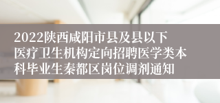 2022陕西咸阳市县及县以下医疗卫生机构定向招聘医学类本科毕业生秦都区岗位调剂通知