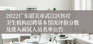 2022广东韶关市武江区医疗卫生机构招聘基本情况评价分数及进入面试人员名单公告