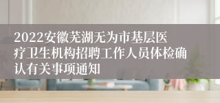 2022安徽芜湖无为市基层医疗卫生机构招聘工作人员体检确认有关事项通知