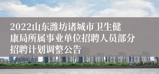 2022山东潍坊诸城市卫生健康局所属事业单位招聘人员部分招聘计划调整公告
