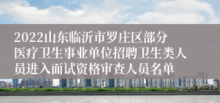 2022山东临沂市罗庄区部分医疗卫生事业单位招聘卫生类人员进入面试资格审查人员名单