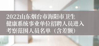 2022山东烟台市海阳市卫生健康系统事业单位招聘人员进入考察范围人员名单（含差额）