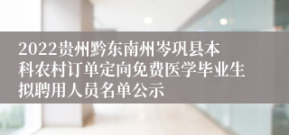 2022贵州黔东南州岑巩县本科农村订单定向免费医学毕业生拟聘用人员名单公示