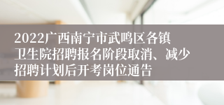 2022广西南宁市武鸣区各镇卫生院招聘报名阶段取消、减少招聘计划后开考岗位通告