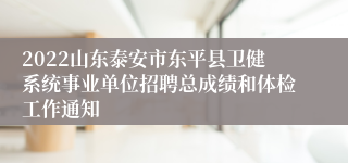 2022山东泰安市东平县卫健系统事业单位招聘总成绩和体检工作通知