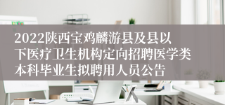 2022陕西宝鸡麟游县及县以下医疗卫生机构定向招聘医学类本科毕业生拟聘用人员公告
