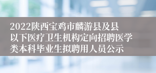 2022陕西宝鸡市麟游县及县以下医疗卫生机构定向招聘医学类本科毕业生拟聘用人员公示