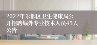 2022年乐都区卫生健康局公开招聘编外专业技术人员45人公告