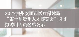 2022贵州安顺市医疗保障局“第十届贵州人才博览会”引才拟聘用人员名单公示