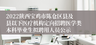 2022陕西宝鸡市陈仓区县及县以下医疗机构定向招聘医学类本科毕业生拟聘用人员公示