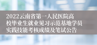 2022云南省第一人民医院高校毕业生就业见习示范基地学员实践技能考核成绩及笔试公告