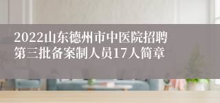 2022山东德州市中医院招聘第三批备案制人员17人简章