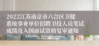 2022江苏南京市六合区卫健系统事业单位招聘卫技人员笔试成绩及入围面试资格复审通知