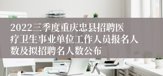 2022三季度重庆忠县招聘医疗卫生事业单位工作人员报名人数及拟招聘名人数公布