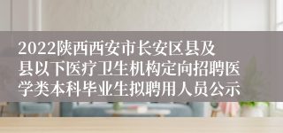 2022陕西西安市长安区县及县以下医疗卫生机构定向招聘医学类本科毕业生拟聘用人员公示