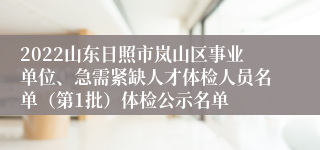 2022山东日照市岚山区事业单位、急需紧缺人才体检人员名单（第1批）体检公示名单