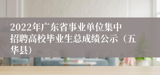 2022年广东省事业单位集中招聘高校毕业生总成绩公示（五华县）