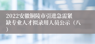 2022安徽铜陵市引进急需紧缺专业人才拟录用人员公示（八）