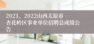 2021、2022山西太原市杏花岭区事业单位招聘总成绩公告