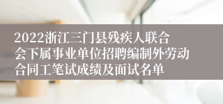2022浙江三门县残疾人联合会下属事业单位招聘编制外劳动合同工笔试成绩及面试名单