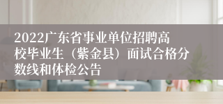 2022广东省事业单位招聘高校毕业生（紫金县）面试合格分数线和体检公告