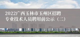 2022广西玉林市玉州区招聘专业技术人员聘用前公示（二）