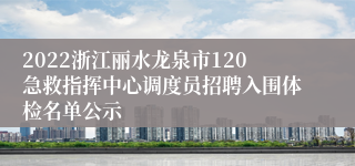 2022浙江丽水龙泉市120急救指挥中心调度员招聘入围体检名单公示