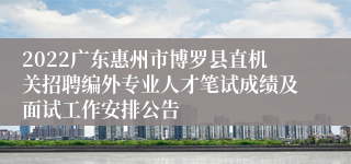 2022广东惠州市博罗县直机关招聘编外专业人才笔试成绩及面试工作安排公告