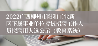 2022广西柳州市阳和工业新区下属事业单位考试招聘工作人员拟聘用人选公示（教育系统）