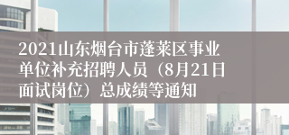 2021山东烟台市蓬莱区事业单位补充招聘人员（8月21日面试岗位）总成绩等通知