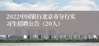 2022中国银行北京市分行实习生招聘公告（20人）