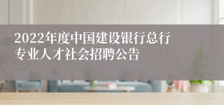 2022年度中国建设银行总行专业人才社会招聘公告