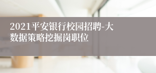 2021平安银行校园招聘-大数据策略挖掘岗职位