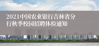 2021中国农业银行吉林省分行秋季校园招聘体检通知