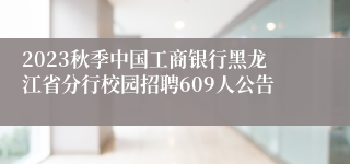 2023秋季中国工商银行黑龙江省分行校园招聘609人公告