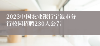 2023中国农业银行宁波市分行校园招聘230人公告