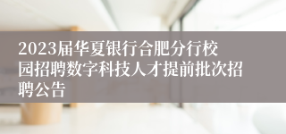 2023届华夏银行合肥分行校园招聘数字科技人才提前批次招聘公告