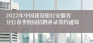 2022年中国建设银行安徽省分行春季校园招聘补录签约通知