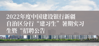 2022年度中国建设银行新疆自治区分行“建习生”暑期实习生暨“招聘公告