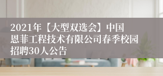 2021年【大型双选会】中国恩菲工程技术有限公司春季校园招聘30人公告