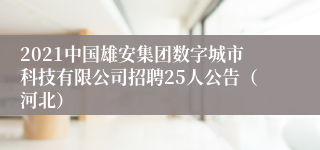 2021中国雄安集团数字城市科技有限公司招聘25人公告（河北）