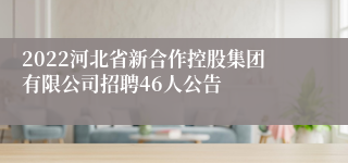 2022河北省新合作控股集团有限公司招聘46人公告