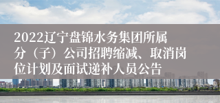 2022辽宁盘锦水务集团所属分（子）公司招聘缩减、取消岗位计划及面试递补人员公告