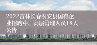 2022吉林长春农安县国有企业招聘中、高层管理人员18人公告